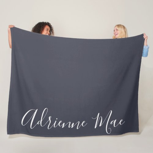 Navy Blue Simply Personalized Fleece Blanket