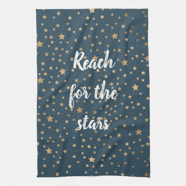 Navy Blue Sky of Gold Stars  Kitchen Towel (Vertical)