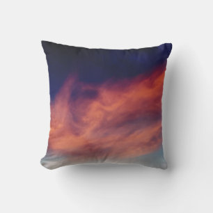 Navy Blue Sky Orange Clouds Throw Pillow