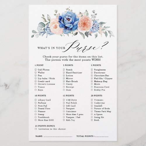 Navy Blue Slate Dusty Blush Bridal Shower Game