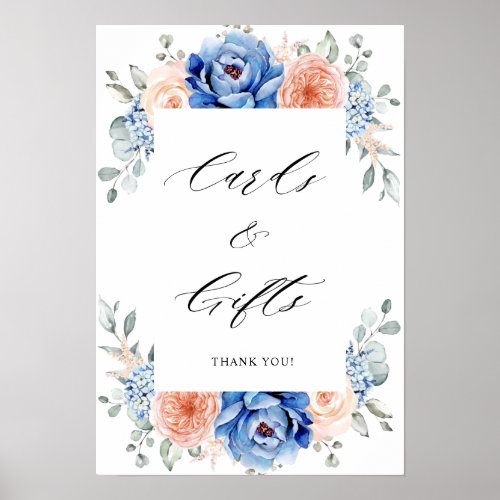 Navy Blue Slate Dusty Blush Cards  Gifts Poster