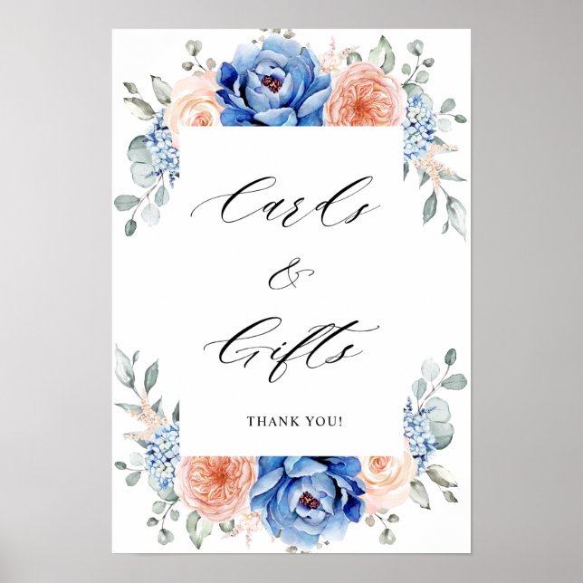Navy Blue Slate Dusty Blush Cards & Gifts Poster (Front)