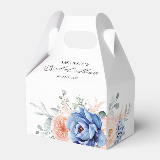Navy Blue Slate Dusty Blush Pink Bridal Shower Favor Boxes (Back Side)