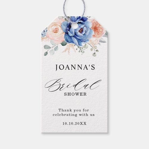 Navy Blue Slate Dusty Blush Pink Bridal Shower  Gift Tags