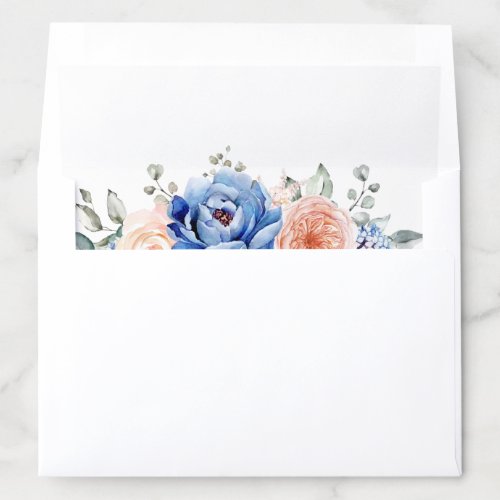 Navy Blue Slate Dusty Blush Pink Floral Wedding  Envelope Liner