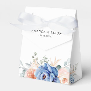 Navy Blue Slate Dusty Blush Pink Floral Wedding Favor Boxes