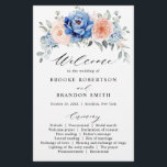 Navy Blue Slate Dusty Blush Pink Wedding Program<br><div class="desc">Navy blue blush pink floral wedding program featuring elegant bouquet of navy blue,  royal blue ,  white ,  blush garden rose,  hydrangea,   and sage green eucalyptus leaves. Please contact me for any help in customization or if you need any other product with this design.</div>
