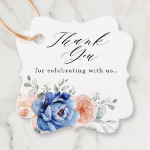 Navy Blue Slate Dusty Blush Thank you Wedding  Favor Tags