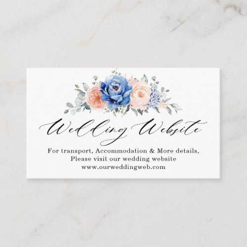 Navy Blue Slate Dusty Blush Wedding Web Site Enclosure Card
