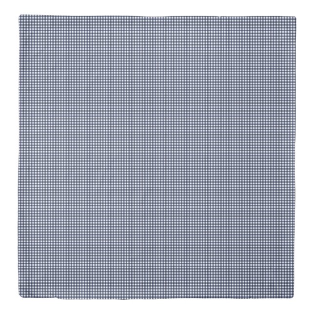 Navy Blue Small Classic Gingham Check Plaid Duvet Cover (Front)
