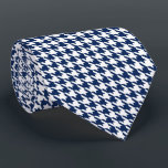 Navy Blue Small Pattern Houndstooth White Neck Tie<br><div class="desc">A classic and elegant wedding and engagement neck tie featuring a small navy blue houndstooth pattern against a pure white background.</div>