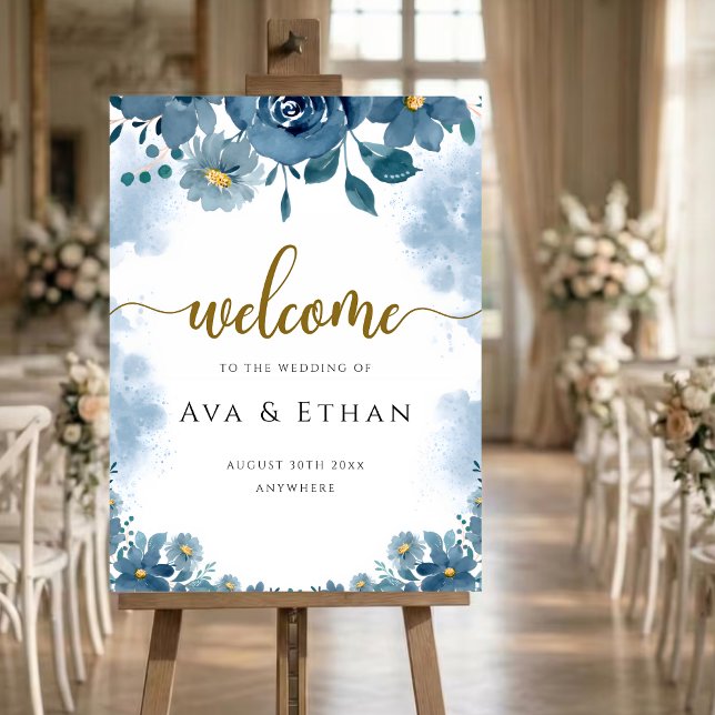 Navy Blue Smoke Floral Wedding Sign (Creator Uploaded)