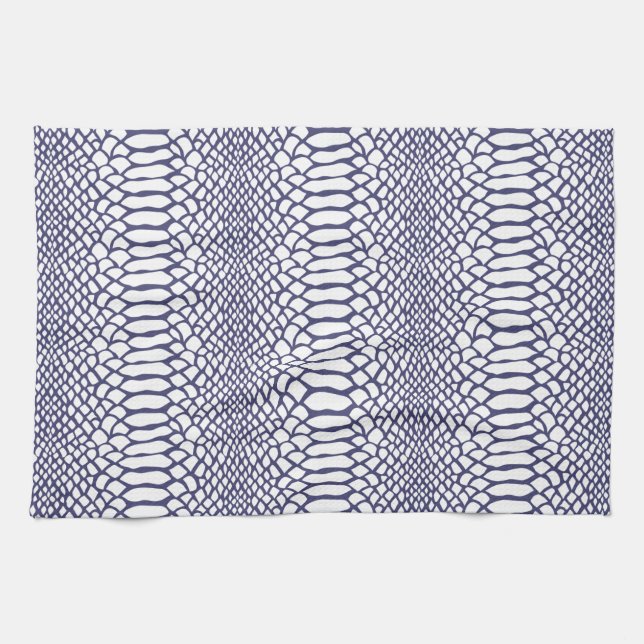 Navy Blue Snake Skin Pattern Kitchen Towel (Horizontal)