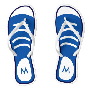 Navy Blue Sneaker Shoes Cool Funny Look Monogram Flip Flops