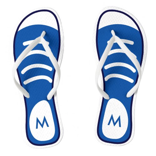 Navy Blue Sneaker Shoes Cool Funny Look Monogram Flip Flops