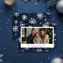 Navy Blue Snowflake Christmas Photo