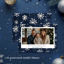 Navy Blue Snowflake Christmas Photo