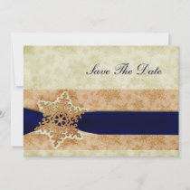 "navy blue"  snowflake save the date announcement