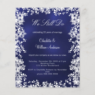 Navy blue snowflakes vow renewal invitation