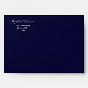 Navy Blue Snowflakes Winter Wedding Envelope