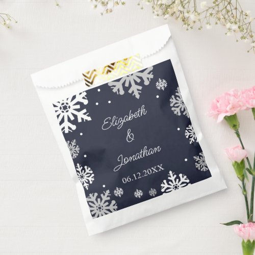 Navy Blue Snowflakes Winter Wedding