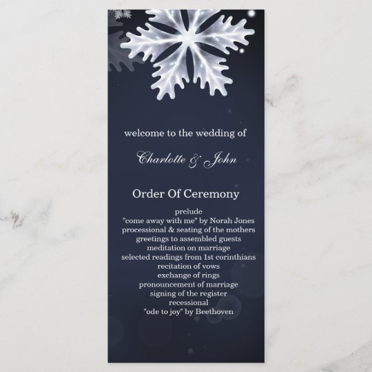 Navy Blue Snowflakes Winter Wedding Programs Zazzle Com