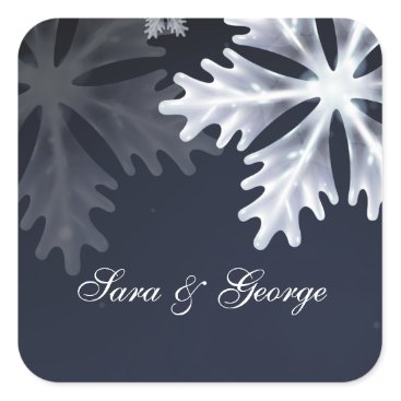 navy blue snowflakes winter wedding stickers