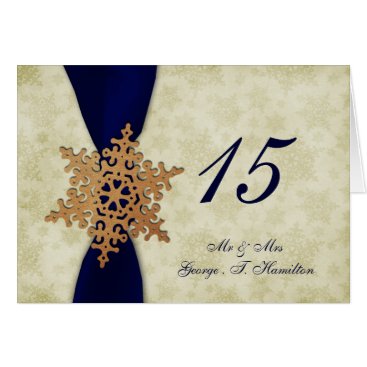 "navy blue snowflakes winter wedding table seating
