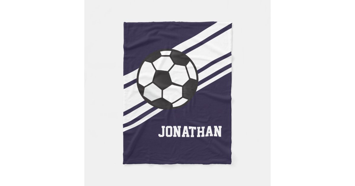 Navy Blue Soccer Ball Sports Personalized Name Fleece ...