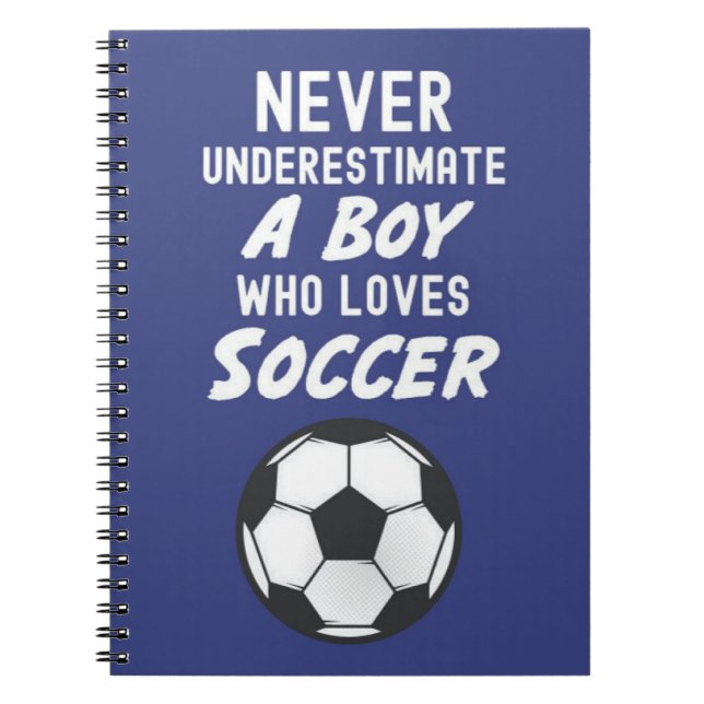 Navy Blue Soccer Gifts For Boys Team Player Sports Notebook (Front)