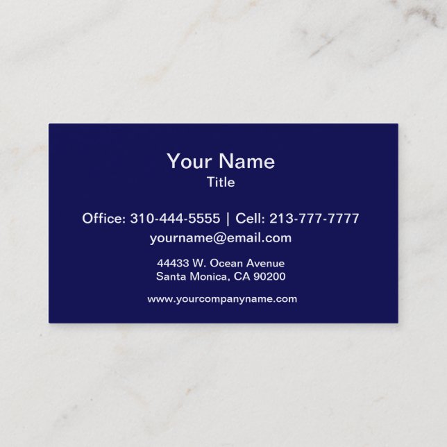 Navy Blue Solid Color Customize It Business Card (Back)