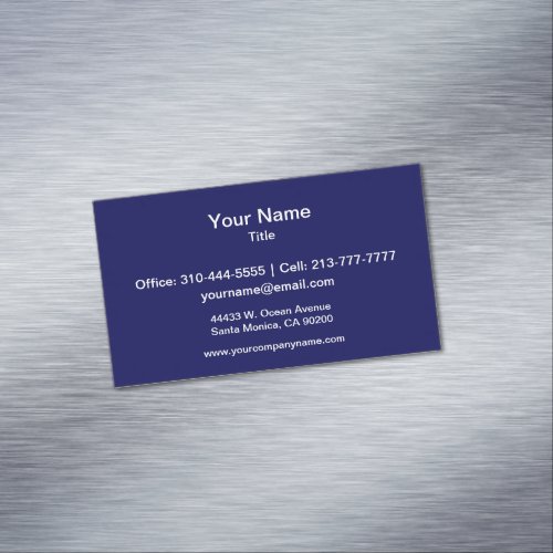 Navy Blue Solid Color Customize It Business Card Magnet