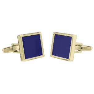 Navy Blue Solid Color Customize It Gold Cufflinks