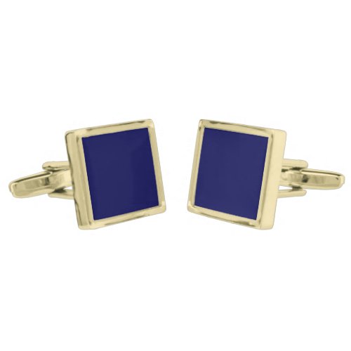 Navy Blue Solid Color Customize It Gold Cufflinks
