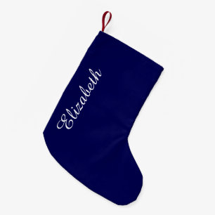 Navy Blue Solid Color Customize It Small Christmas Stocking