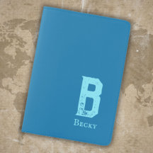Navy blue solid color cyan initials and name