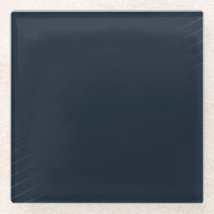 Navy Blue Solid Color Glass Coaster