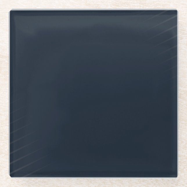 Navy Blue Solid Color Glass Coaster (Front)