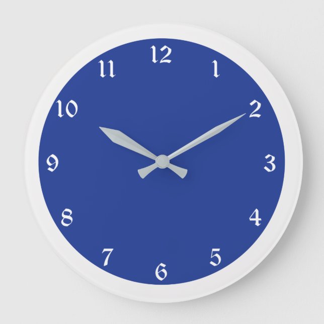 Navy Blue Solid Color Large Clock (Front)