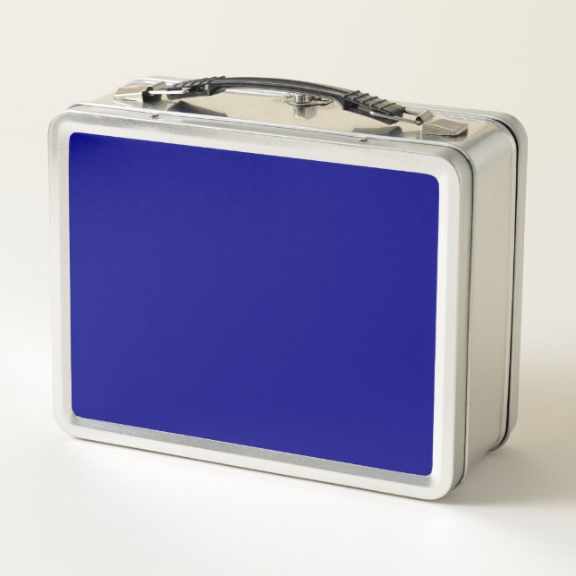 Navy Blue Solid Color Metal Lunch Box (Back)