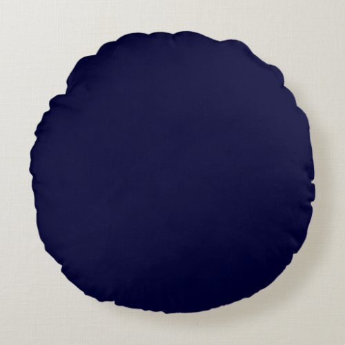 Navy Blue Solid Color Plain Decorative Accent  Round Pillow