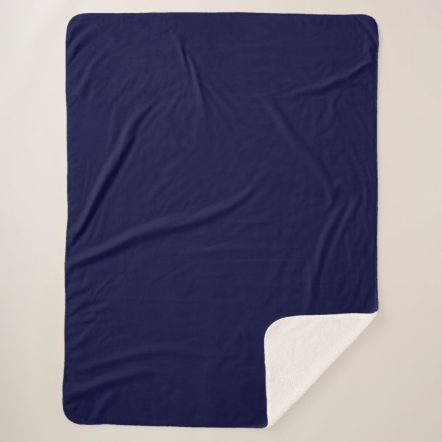 Navy Blue solid color Sherpa Blanket (Front)
