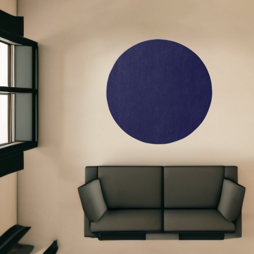 Navy Blue solid color simple minimal plain round Rug