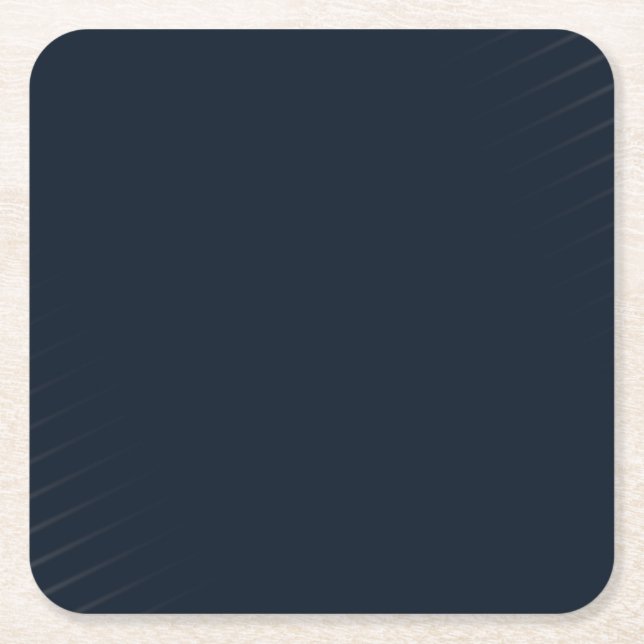 Navy Blue Solid Color Square Paper Coaster (Front)