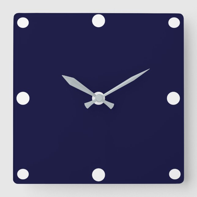 Navy Blue solid color Square Wall Clock (Front)