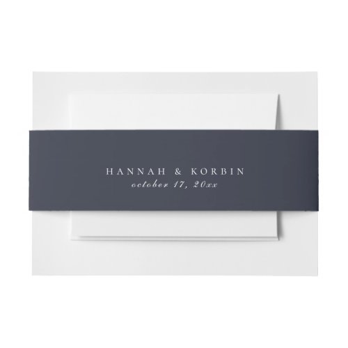 Navy Blue Solid Color Wedding Invitation Belly Band