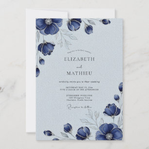 Navy Blue Sophisticated Winter Wedding Invitation
