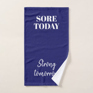 Navy Blue Sore Today Strong Tomorrow Workout Gym Hand Towel