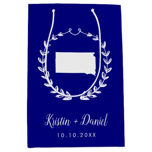 Navy Blue South Dakota Map Wedding Welcome Swag Medium Gift Bag