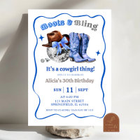 Navy Blue Space Cowgirl Boots and Bling Birthday